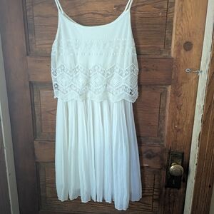 Charlotte Russe White Pleated Tiered Midi Dress